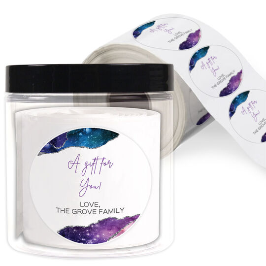 Stylish Agate Round Gift Stickers in a Jar